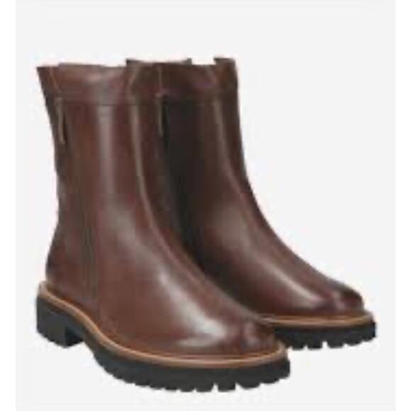 NEW Paul Green Justine Chelsea Boots •US 10• Zip Mid Calf Reddish Brown $585 - Picture 1 of 15